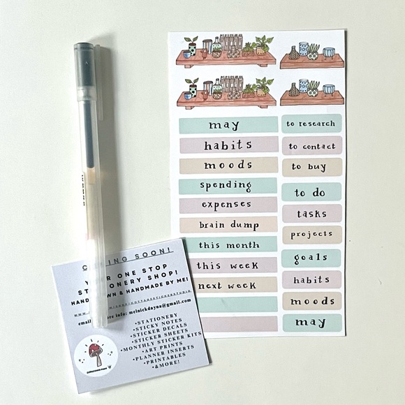 ✨handmade by me✨ may monthly headers plants bookshelf bullet journal stickers - Picture 2 of 10